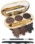 3-Color Eyebrow Powder Palette with Brush & Shaping Tool Kit