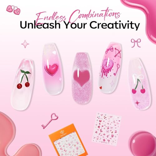 Modelones Pink Gel Nail Polish Set with Cat Eye and Accessories - A4 Pink Girl Variation