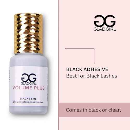 GladGirl False Eyelash Extension Glue - Volume Plus 5ml - Fast Dry Time of 1-2 Seconds - Maximum Eyelash Extension Bond - Ultra Black