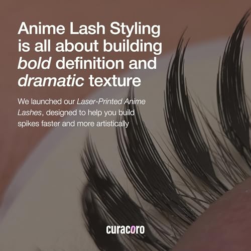 Curacoro Anime Feather Spike Lash Extensions ? 360 Fans Lightweight and Defined Laser-Printed Premade Lash Spikes, Anime Lashes LC Curl 7?13mm for Professionals