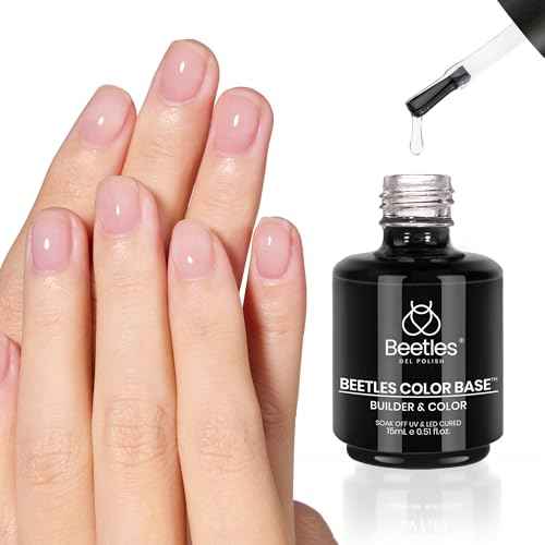 Beetles 15ml Rubber Base Builder Nail Gel - Clear Color Base for Nails Strengthening, Thickening and Sculpting, Soak Off UV LED Long Lasting for Weak and Damaged Nails