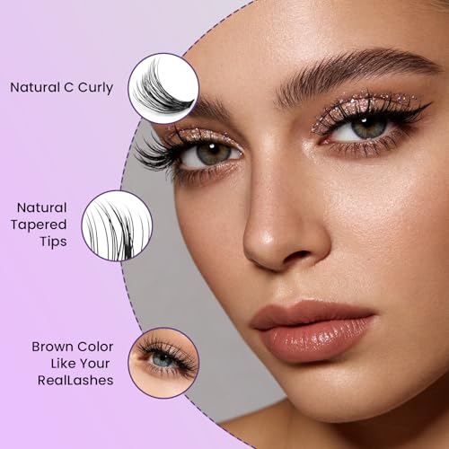 SHITALALA Natural Self Adhesive Lash Clusters Reusable DIY Eyelash Extensions Kit with Tweezers 80 Pcs Pre Glued Lashes Clusters No Glue