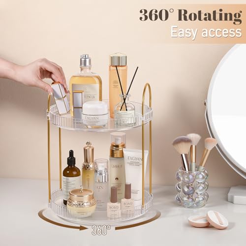 360° Rotating Makeup Organizer Tray - 2 Tier, 9.85" Lazy Susan