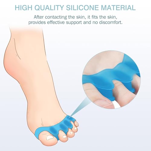 Soft Gel Toe Separators and Bunion Corrector for Foot Pain Relief - Blue