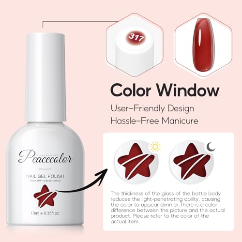 PEACECOLOR Jelly Gel Nail Polish Set - 6 Fall Colors, 10ml