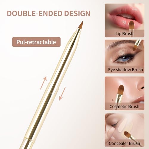 3-Pack Retractable Lip Brush with Lid – Travel Makeup Brush Set