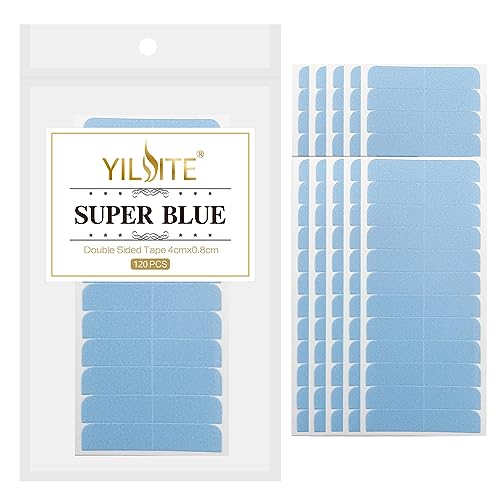 YILITE 120 Peices Hair Extension Tape Tabs Double Sided Tape 4 x 0.8 cm Adhesive Human Hair Tape for Replacement tape(Blue)