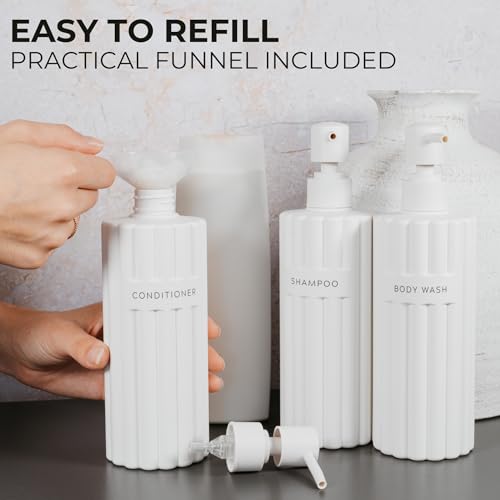 KIBAGA 19oz Shampoo Conditioner Body Wash Dispenser Set
