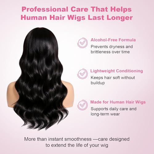 Oivolii Human Hair Wig Care Spray - Alcohol-Free Leave-In Conditioner with Argan Oil & Silk Protein
