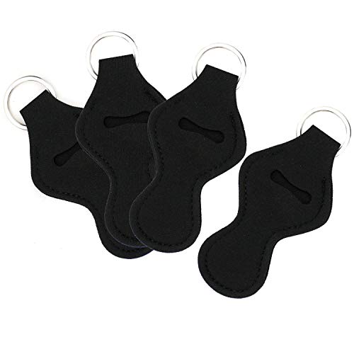 10 Pack Black Neoprene Lipstick Holder Keychain