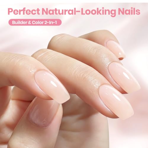 Beetles Builder Gel for Nails - Neutral Nude Vanilla Haze, TPO-Free, 15ml with Nail Art Brush