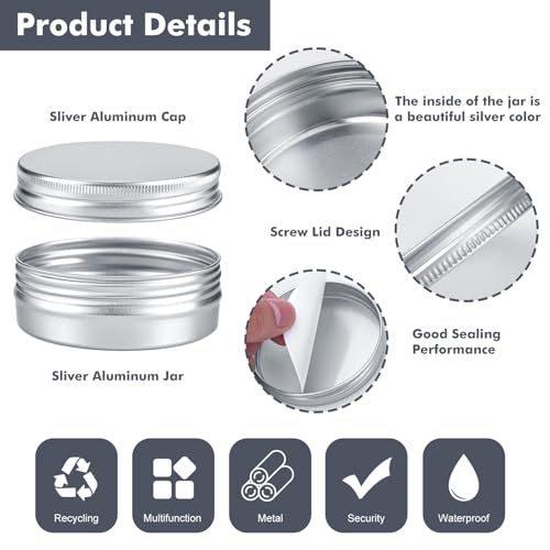 Moretoes 36 Pack 2oz Aluminum Tins with Screw Lids