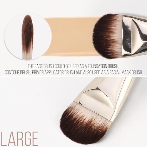 KINGMAS 2Pcs Flat Foundation & Concealer Brush Set - Korean Makeup Tools for Liquid & Cream Blending