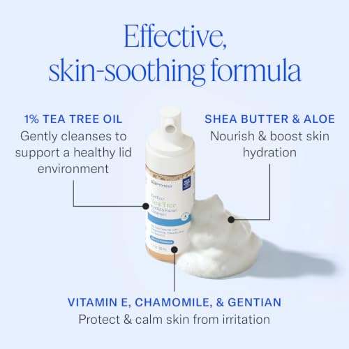 EYEECO Gentle Tea Tree Eyelid & Facial Cleanser 1.7 Fl Oz - Hydrating & Soothing Face Wash for Sensitive Skin