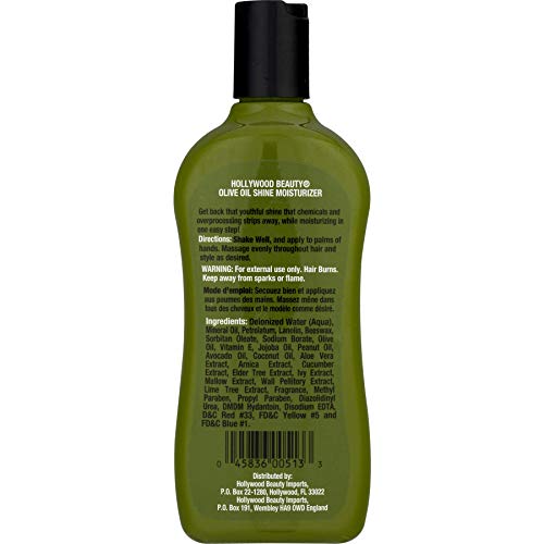 HOLLYWOOD BEAUTY Olive Oil Shine Moisturizer Shine and Moisturizer in One Step 12oz/355ml