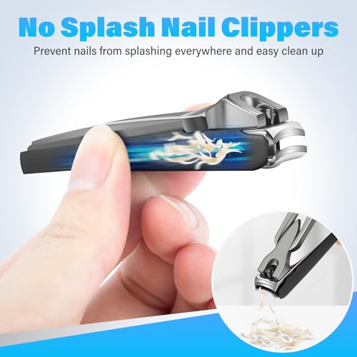 2024 Upgrade Nail Clipper with Catcher - No Splash Nail Clipper Gifts for Men Women, Mess Free Self Collecting for Toenail & Fingernail, Comfort Grip Ultra Sharp Nail Cutter w Catching Storage