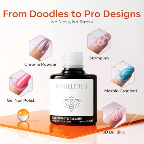 Modelones Liquid Latex for Nails - Fast Drying Peel Off Cuticle Guard (15ml)