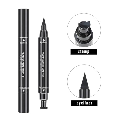 Dual-End Wing Stamp Eyeliner Pen Set, 4 Count Waterproof