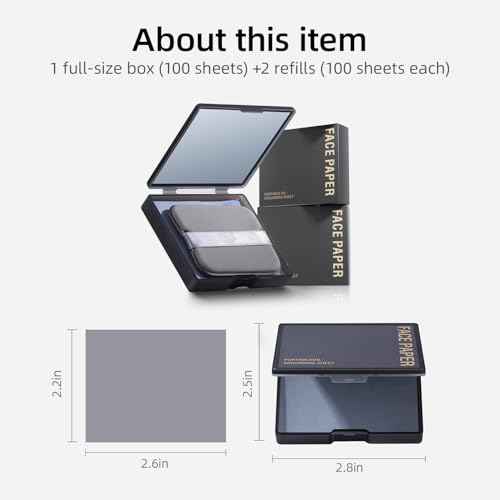 300 Sheets Bamboo Charcoal Oil Absorbing Facial Sheets with Mirror & Puff | Natural Blotting Paper for Oily Skin & Makeup Touch-Ups(BP-01)