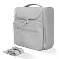 BOOMRICH Large Toiletry Bag for Women and Men, Hanging Leather Travel Makeup Bag with 360¡Æ Hook, Travel Organizer for Full Sized Container, Toiletries, Brushes, Blue Grey