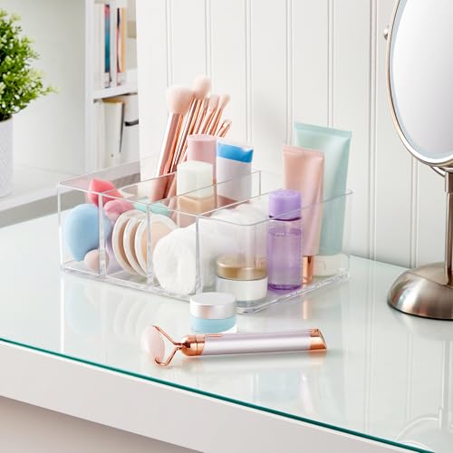 STORi 4-Compartment Clear Plastic Makeup Organizer