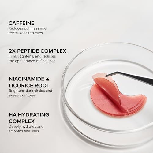 DRMTLGY Brightening Eye Masks ? Biodegradable Hydrogel Under Eye Patches with Caffeine, Peptides, Hyaluronic Acid & Niacinamide ? Depuff, Hydrate & Smooth Dark Circles ? 60 Count
