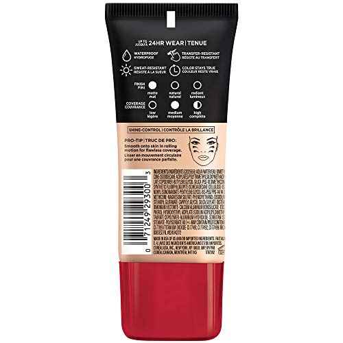 L'Oreal Paris Cosmetics Makeup Infallible Pro-Matte Liquid Longwear Foundation, Shell Beige, 1 fl oz.