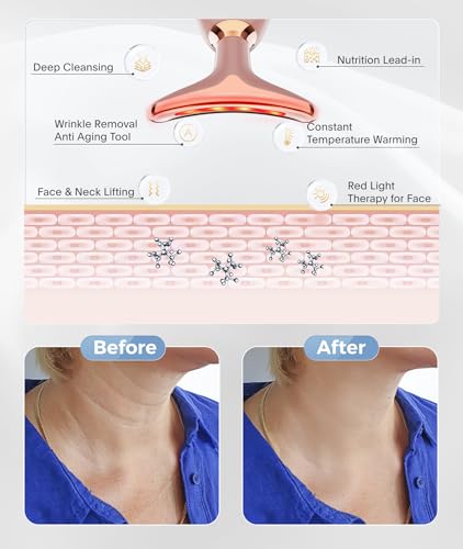 ELISHINE 7-Color LED Face & Neck Massager - Rose Gold