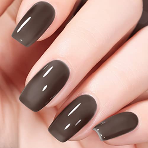 VENALISA 15ml Jelly Black Brown Gel Nail Polish, Neutral Jelly Black Gel Polish Sheer Brown Translucent Color Soak Off UV LED Nail Gel Polish Nail Art Starter Manicure Salon DIY at Home, 0.53 OZ