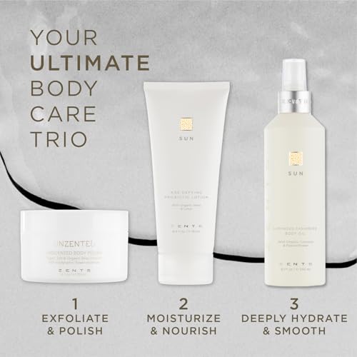 Zents Luminous Cashmere Body Oil (Sun Fragrance) | Moisturizing Body Oil with Vitamin E & Organic Coconut Oil | Softens & Smooths Skin | 8 fl oz