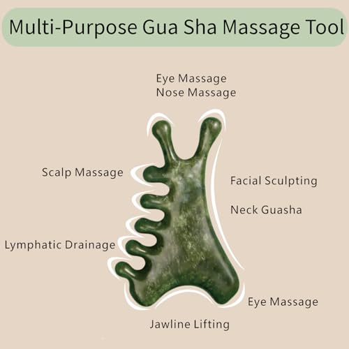 4-in-1 gua sha Tool for face | Jade Facial Massage Tool | Face Lymphatic Drainage Tool | 100% Natural Jade Stone face Sculpting Tool