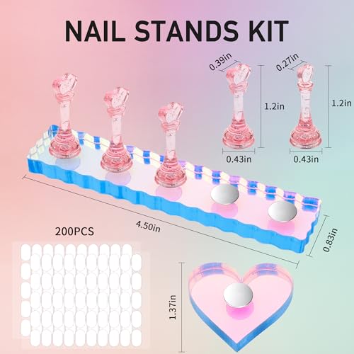 Pink A 2-Pack Nail Stand Set for Nail Art & Practice - Magnetic Acrylic Holders with Tape