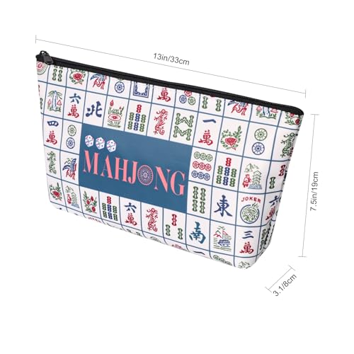 TIASUSAN White Mahjong Tile Bag - Portable Storage Case (13x7 in)