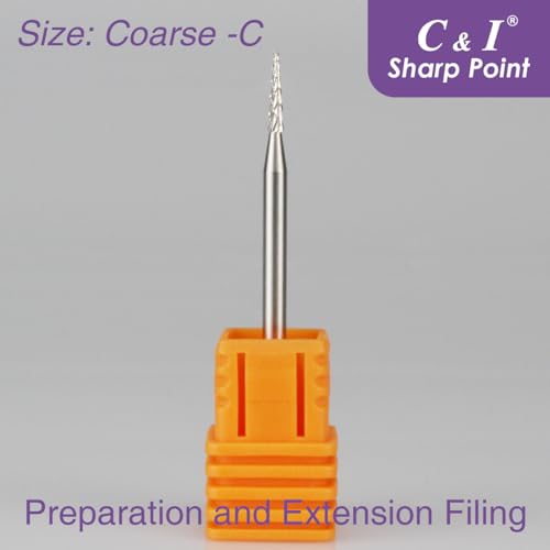 C & I Nail Drill Sharp-Point Bit Efile of Electric Nail Drill Machine Nail Techs Tool for Preparation, Extension or Cuticle Care (Fine -F)