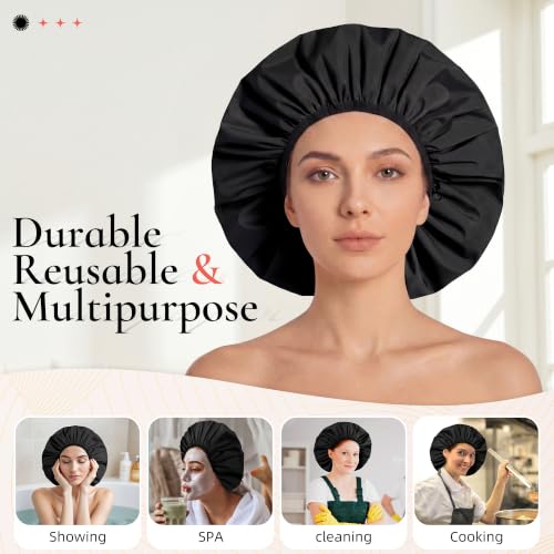 Extra Large Shower Cap for Women | Waterproof Satin Lined
