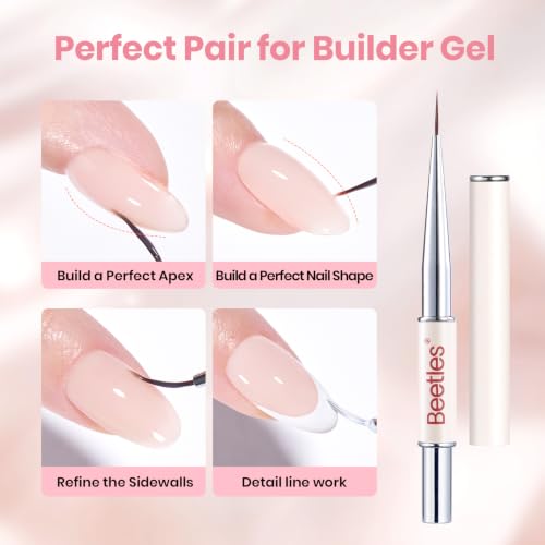 Beetles Builder Gel for Nails - Neutral Nude Vanilla Haze, TPO-Free, 15ml with Nail Art Brush