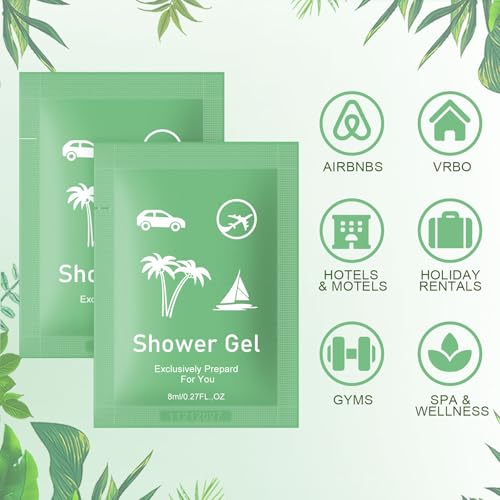 Travel Size Body Wash Bulk,Verbena Scent,0.28 fl oz (8ml) Small Size Mini body wash,Hotel Supplies Bulk for Guests Airbnbs Homes Resorts Offices and Gyms (pack of 50, verbena)