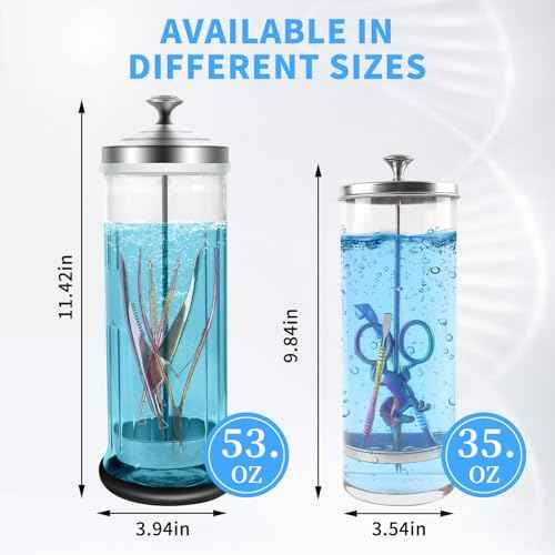 42.3 Oz Barbicide Disinfectant Jar with anti-slip pad, Disinfectant Jar Large for Nail Tools, Barber Shop&Spa Implements Barbicide Containers with Removable Straining Tray(1250 ml)