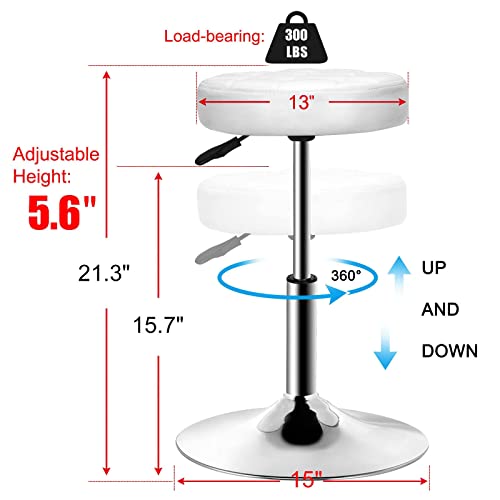 QiCheng&LYS Adjustable Height Sit Stand Round Office Stool Chair for Office Home Kitchen Wheelless Beauty Slip Stool (White)