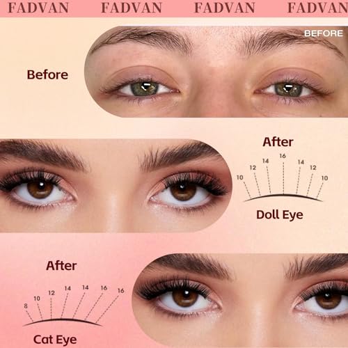 FADVAN Lash Clusters 8-16mm D Curl Volume Eyelash Extensions