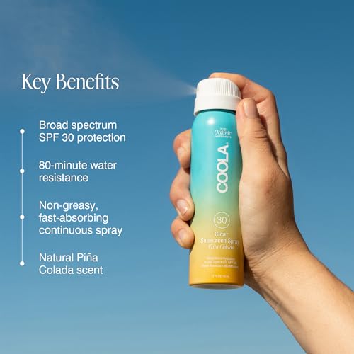 COOLA Organic Sunscreen SPF 30 Sunblock Spray, Dermatologist Tested Skin Care for Daily Protection, Vegan and Gluten Free, Pi?a Colada