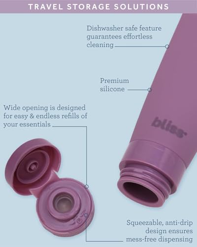 Bliss 10-Piece TSA Approved Leak-Proof Travel Bottles Set - Mauve, Refillable