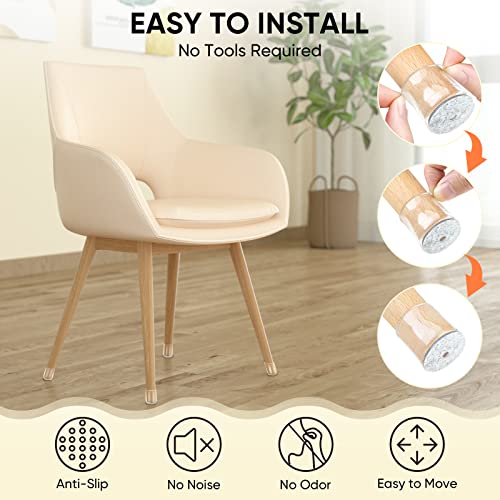 BALEINE 16 Pack Silicone Chair Leg Floor Protectors, Stool Leg Protectors Cap, Non-Slip Chair Leg Caps for Hardwood Floors (Clear & Small, 16 Pack)