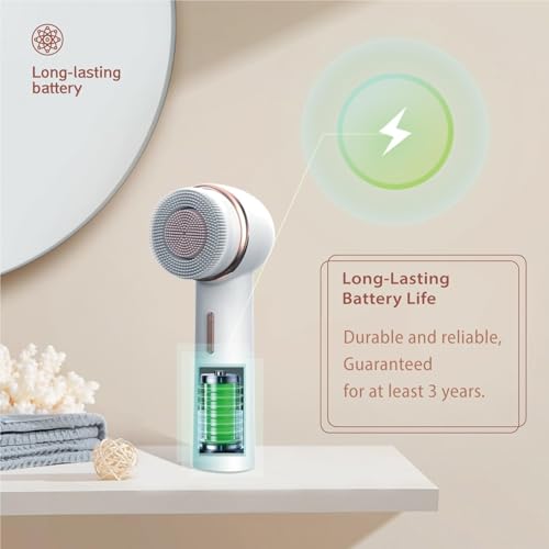 1 White Electric Facial Cleansing Brush Plus with 2 Original Replacement Heads Bundle