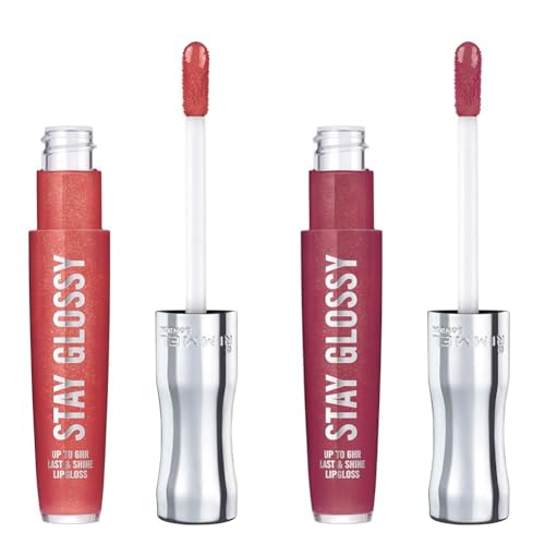 Rimmel Stay Glossy Lip Gloss 640 All Day Seduction and 340 Captivate Me Bundle, .18oz Each