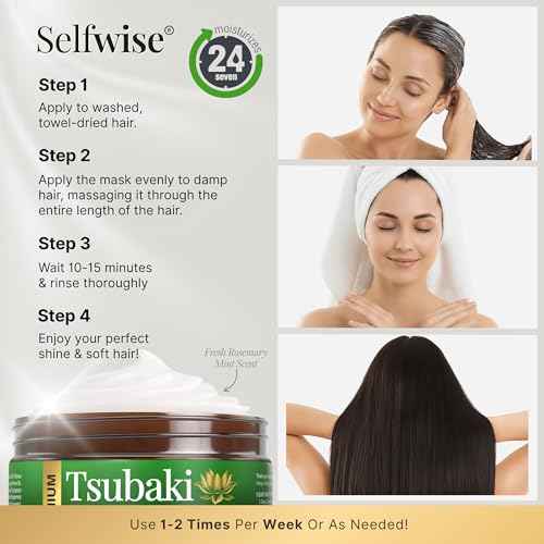 Premium Tsubaki Hair Mask ? Luxurious Japanese Camellia, Argan & Rosemary Oil Blend ? Deep Repair & Silken Shine for Dry, Damaged, or Color-Treated Hair 4oz