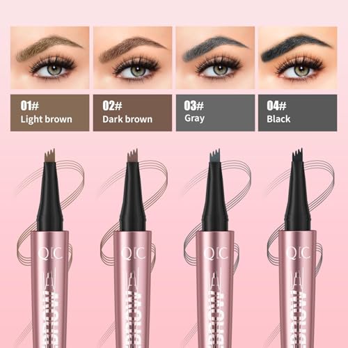 QIC 4-Tip Microblading Eyebrow Pen - Waterproof Light Brown