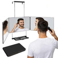 3-Way Folding Mirror with Shelf for Haircuts & Makeup