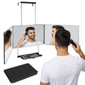 3 Way Mirror with Shelf and Black-With Shelf LADETTO – Folding 360 Self-Cutting Mirror