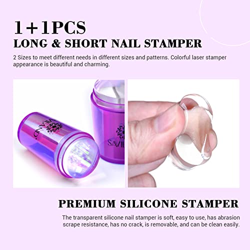 SAVILAND French Tip Nail Stamper Kit 4PCS Silicone Purple Radium Variant